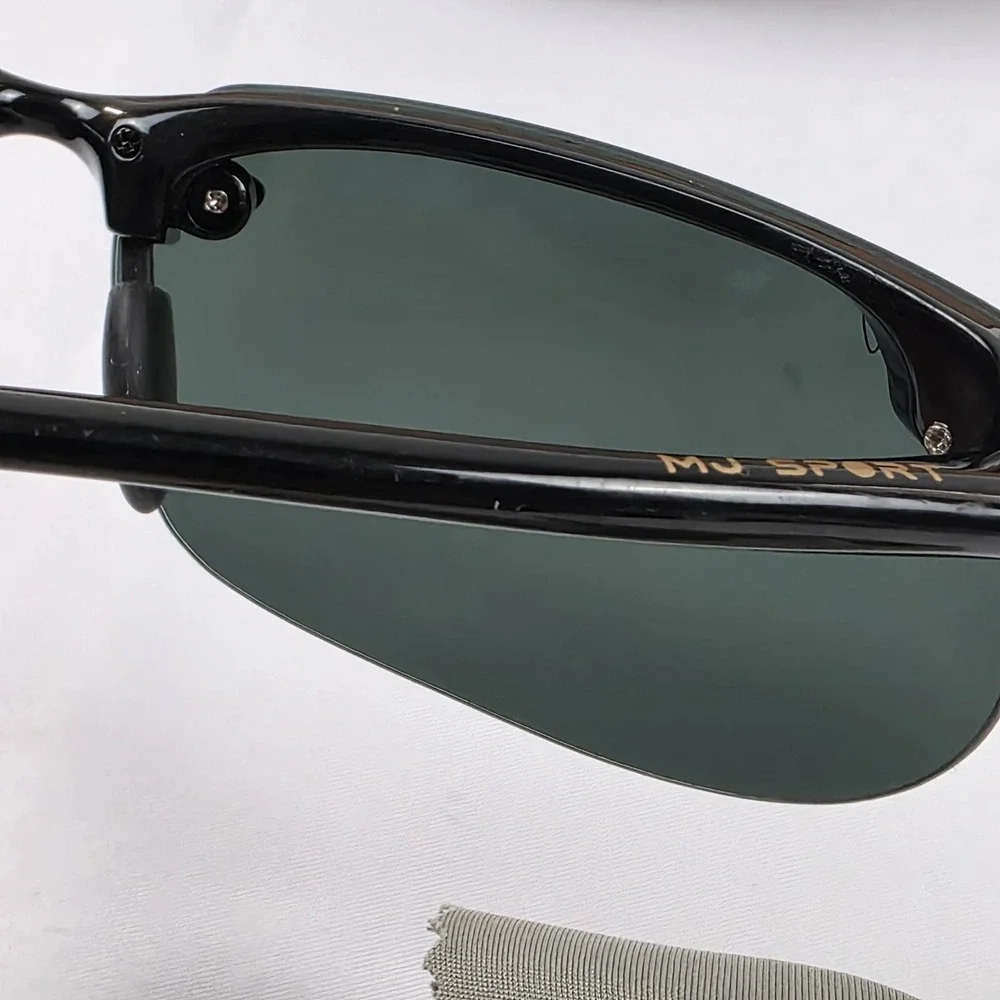 Maui Jim Banyans Sunglasses Mens 70-17-130 Black Green Polarized Wrap MJ-412-02